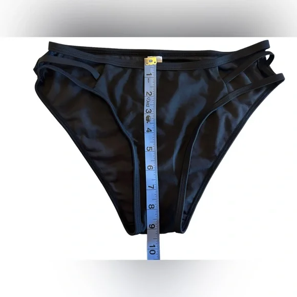 CHARMO womens Strappy black V Neck athletic bikini High Cut Low Rise Bikini NWT - Picture 7 of 9